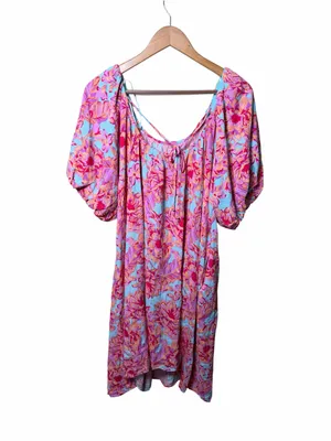 Petal + Pup Leyden Pink Floral Puff Sleeve Midi Dress US 8 NWT thumbnail 5