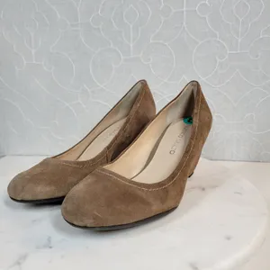 Franco Sarto Womens Zaina Shoes 8 Tan Suede Leather Wedge Slip On Round Toe thumbnail 4