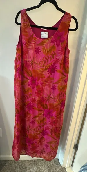 Appropriate Behavior Pink and Orange Floral Tropical Sleeveless Maxi Dress thumbnail 1