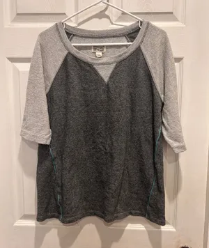 Converse One Star Womens Gray Colorblock Raglan 3/4 Sleeve Baseball Tee Large‎ thumbnail 1