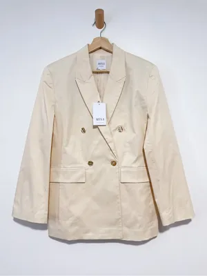 NWT Misa Los Angeles Viva Blazer Cream Stretch Cotton Double Breasted Blazer M thumbnail 6