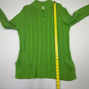 First Issue by Liz Claiborne Lime Green Cable Knit 1/4 Zip Mock Neck Sweater Lar thumbnail 6
