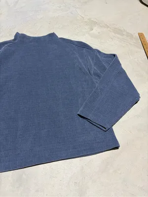 Madewell blue Ribbed Mock Neck Long Sleeve blouse medium thumbnail 5