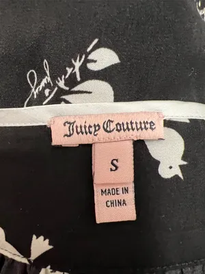 Juicy Couture Bird Print Satin Pajama Set | Cami & Shorts | Size S thumbnail 12