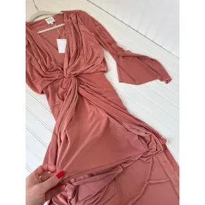 NWT Misa Los Angeles Teget Twisted Maxi Dress Blush Pink Long Sleeve Wedding XS thumbnail 9