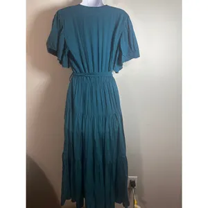 Petal +‎ Pup Barker Teal Blue Tiered Flutter Sleeve Wrap Maxi Dress Womens Small thumbnail 4