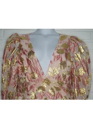 For Love & Lemons Montmartre Pink & Gold Brocade Dress Size: XL NWT Feminine thumbnail 2