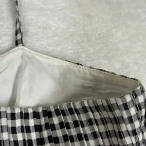 Reformation Black White Gingham Smocked Peplum Cami Top Spaghetti Strap M thumbnail 7