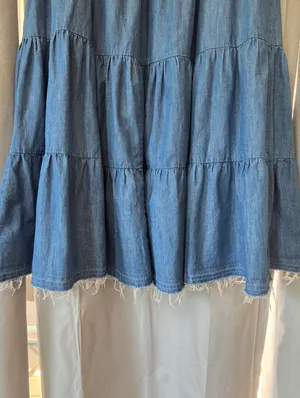Wrangler Retro Custom Maxi Tiered Denim Blue Jean Skirt M thumbnail 2