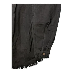 T&C Apparel Distressed Denim Shacket Womens Medium Black Frayed Hem‎ Oversized thumbnail 8