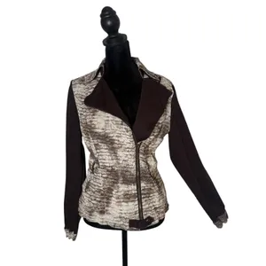 Alberto Makali Moto‎ Biker Jacket Size S Brown Brick Zip Crinkled Statement thumbnail 2