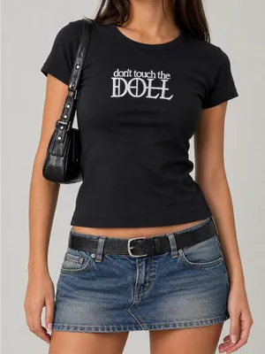 Vintage Betty Rocker Don’t Touch the Doll Y2K Baby Tee Black Small thumbnail 1