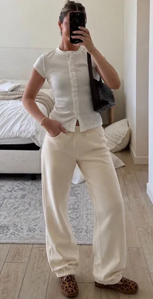 Nuuds Classic Sweatpant Jogger Bone Ivory Cotton S thumbnail 1