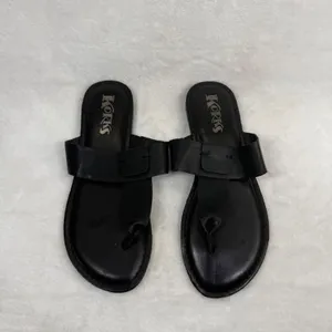 Korks Khell Black‎ Thong Slide Sandals Women Size 7M KR0001209 Flat Minimalist thumbnail 4