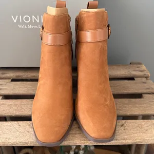 Vionic Tenley Ankle Boot Suede Leather Mid‎ Shaft Zip Closure Toffee 8M NIB thumbnail 6