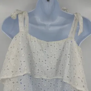 American Eagle Babydoll Eyelet Tank Womens Top Sz S White Boho Festival Cottage thumbnail 7