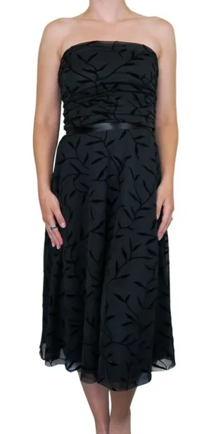 Vintage 90s Luly K Black Floral Midi Dress thumbnail 1