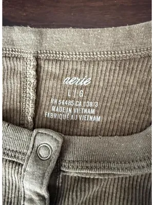 Aerie Brown Ribbed Long Sleeve Henley Top Size L thumbnail 8