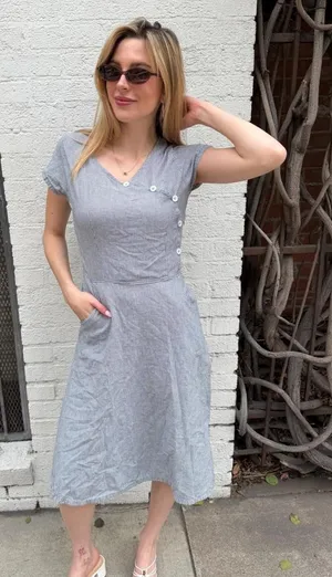 Vintage inspired gingham plaid midi dress with button up front and pockets sz xs -has a snag on the zipper #houndstooth #cottagecore #western thumbnail 1