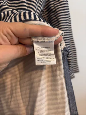 Anthropologie Postmark Navy Blue Striped High Slit Henley Tunic Top Midi Dress thumbnail 8