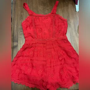 Gently used Red Lace Romper. Size S. thumbnail 3