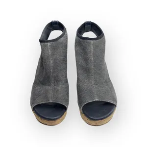 Stuart Weitzman  Slingback Cork Platform Tall Wedge Sandal  Gunmetal Grey  6M thumbnail 8