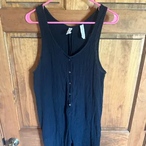 Free People Black Sleeveless V-Neck Button-Front Wide-Leg Jumpsuit Size s/m thumbnail 7