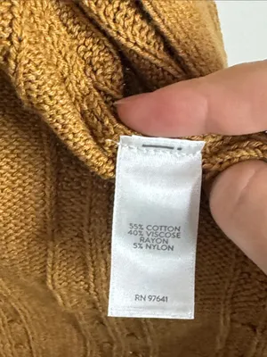 J. Jill Cable-Knit Open-Front Cardigan½ Sleeves Sweater Cotton Blend Mustard L thumbnail 9
