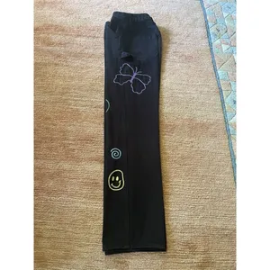 PacSun 90s BF Women’s Carpenter Pants Black Psychedelic Embroidered Y2K Size 26 thumbnail 9
