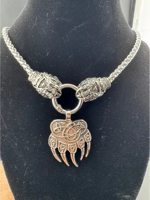 Viking Bear Claw Pendant Necklace Retro 24 inches thumbnail 2