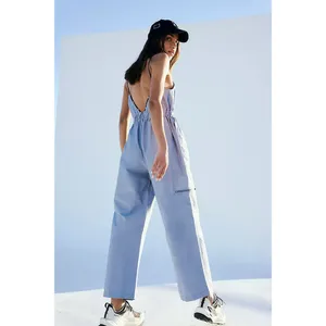 New Free People Sz XSmall Movement Star Player One piece Jumpsuit Gray Blue thumbnail 3