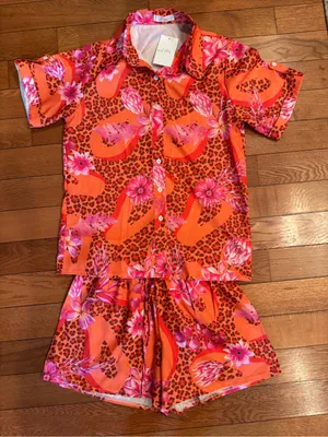 Tropical Resort Shorts Set – Bold Floral & Leopard Vacation Set Size S NWT thumbnail 2