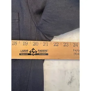 Vintage Abercrombie &‎ Fitch Y2K Linen Blend Womens Sz L Navy Blazer Crest USA thumbnail 5