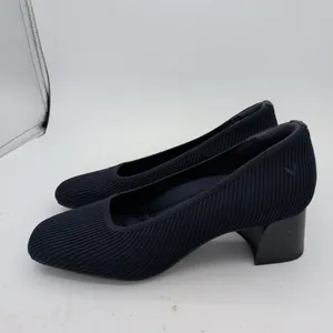VIVAIA Melody 2.0 Square Toe Chunky Navy Ribbed Knit Block Heel Pumps 7.5 38.5 thumbnail 2