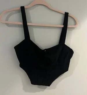 shein black front tie corset top size medium thumbnail 1