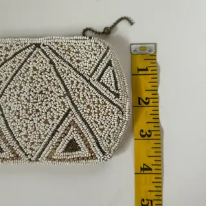 Vintage Beaded Clutch in Cream and Brown thumbnail 8