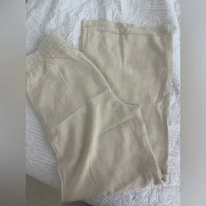 Nwt Boohoo Linen Mix Relaxed Fit Wide Leg Trousers Us10 thumbnail 6
