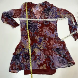 Anthropologie Maris Printed Long Sleeve Chiffon Mini Blouson Dress S thumbnail 3