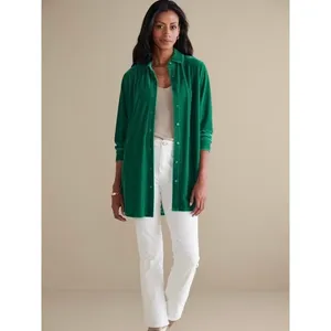 Soft Surroundings Green Velvet Button Up Blouse Sz.L thumbnail 4