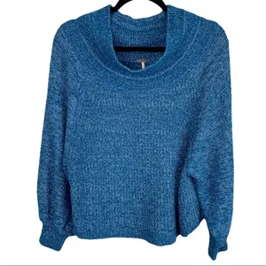 Free People Edessa Blue Balloon Sleeve Sweater Slouchy Sz XS Boho thumbnail 5