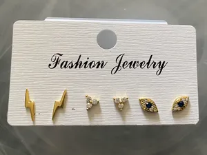 Set Of 3 Pairs / Evil Eye Studs + Lighting Studs +CZ Studs thumbnail 2