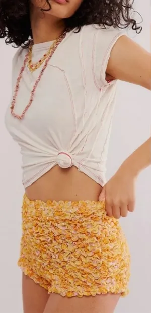 Free People Scrunch‎ It Up Shorts sunset punch sz L thumbnail 1