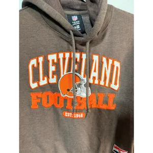 Cleveland Football NFL Team New Era Hoodie Applique Womens S Brown DawgPound New thumbnail 4