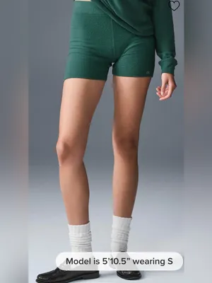 Alo Yoga NWT Alolux High Waist Me Time Winter Ivy Green Cozy Bike Shorts Size XS thumbnail 3