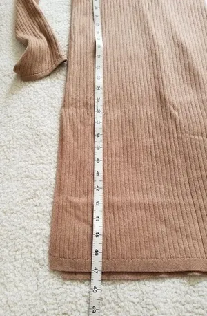 GOOD AMERICAN Sleeveless Rib Knit Tie Waist Midi Dress Taupe Tan Size 2 M thumbnail 12