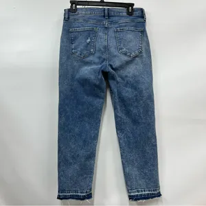 NWT a.n.a size 10p high rise straight Blue denim Jeans Distressed raw hem thumbnail 12