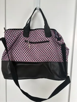 HADAKI by Kalencom Weekender Duffel Bag Pink Black Geometric Travel Shoulder thumbnail 1