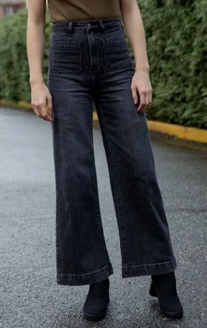 Rolla’s Sailor High Rise Wide Leg Jeans black denim size 26 thumbnail 1
