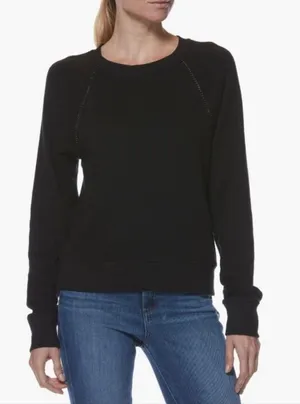 Daytona Chain Trim Casual Pullover Sweatshirt Black Silver Size Large thumbnail 2