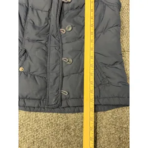 Hollister Navy Blue Quilted Puffer Vest Mock Neck Button Front Women's Size M thumbnail 3